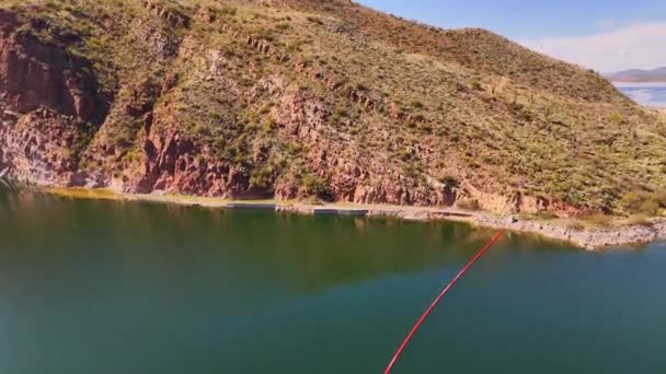 Drone Vista Verano Del Lago Las Montañas Lago Verano Día — Vídeo de stock