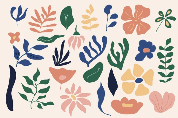 Sada Abstraktních Vektorových Organických Tvarů Inspirovaných Impresionismem Neobvyklé Rostliny Kaktus Stock Ilustrace