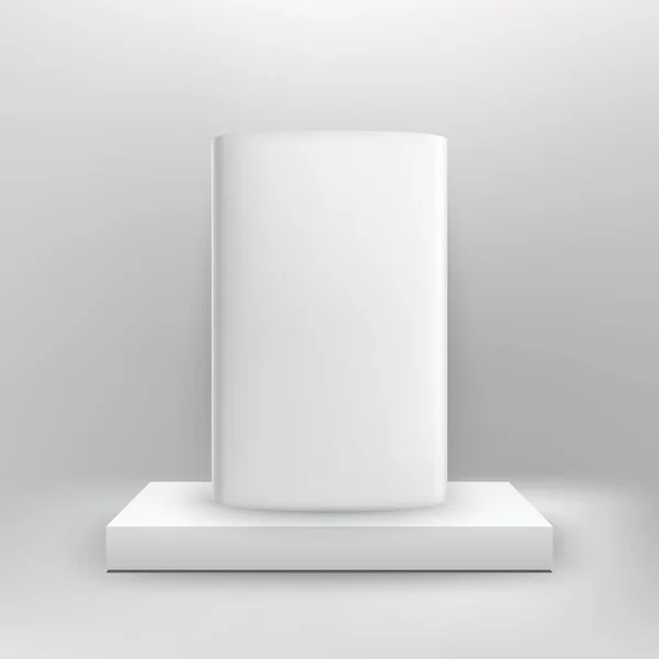 Ausstellung Für Preisverleihung Oder Produktpräsentation Realistischer Promotionstand White Blanc Galerieplattform — Stockvektor