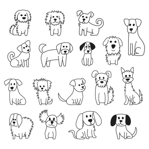 Handgetekende Vector Doodle Schets Honden Leuke Grappige Huisdieren Karakters Stockvector