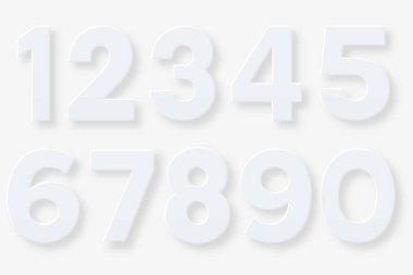 Yumuşak gölgeli kağıt biçiminde vektör sayıları kümesi. Beyaz kağıt yazı tipi