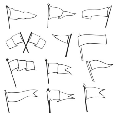 El yapımı bayraklar. Tek renkli etiketler ya da seyahat tutkusu tarzı flamalar