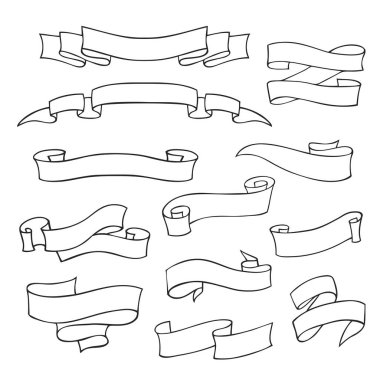 Çeşitli şekil ve tasarımlarda el yapımı kurdele bayrakları. Resimler veya grafik projeleri için dekoratif ögeler