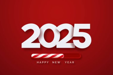 Kırmızı zemin üzerinde beyaz 2025 metin ve şeker kamışı temalı ilerleme çubuğu