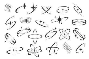 Fütüristik dönüş ve ışıltılı grafik elementler. Y2K parlak detaylarla yörünge elementlerine ilham verdi