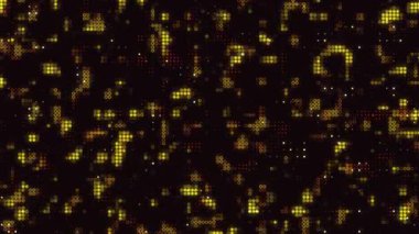 Soyut parlak daireler hareket eder ve koyu bir arkaplanda göz kırpar. Teknoloji, yapay zeka ve dijital kalıplar kavramı