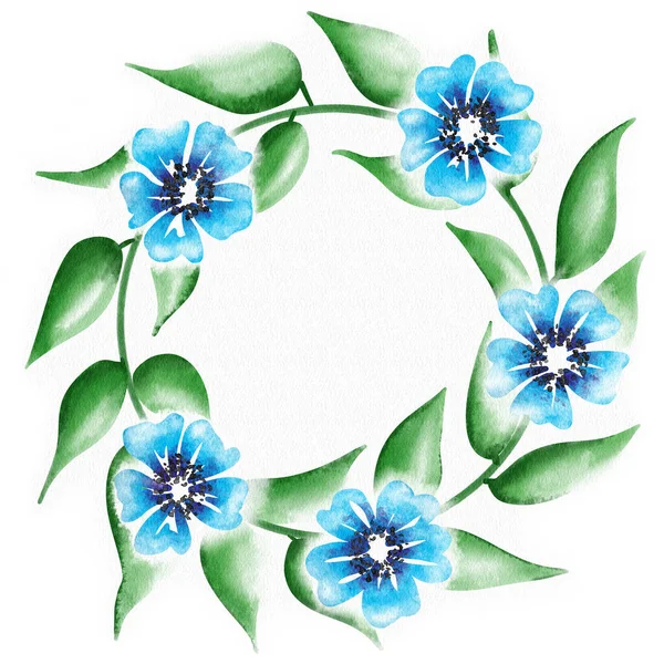 Illustration Wreath Watercolor Flowers — Stockfoto