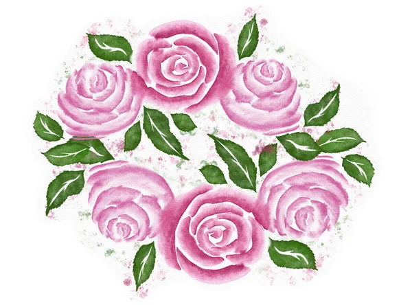 Ілюстрація Композиції Троянди Акварелі — стокове фото