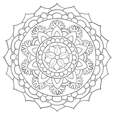 illustration of a circular black and white pattern in the form of a mandala to color for a coloring book 