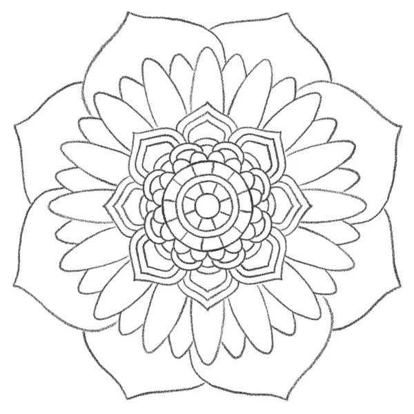 Illustration Circular Black White Pattern Form Mandala Color Coloring Book — Stockfoto