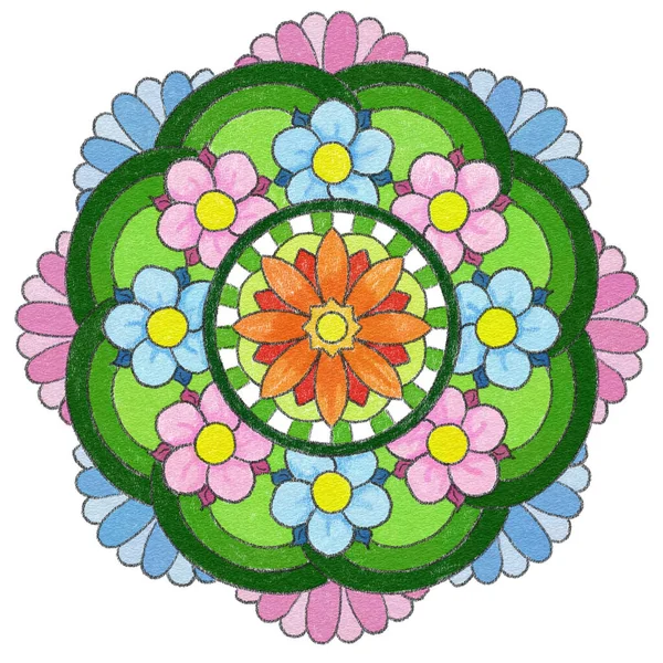 Illustration Colorful Painted Mandala — стоковое фото