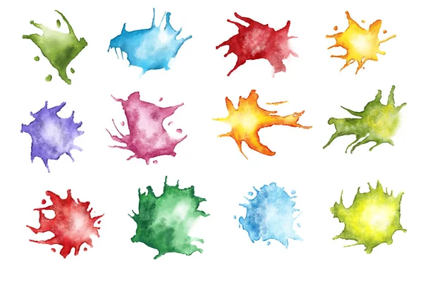 Illustration Colorful Watercolor Blobs Splatters —  Fotos de Stock