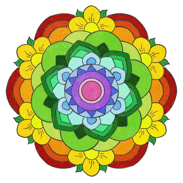 Ilustración Mandala Colorido Pintado — Foto de Stock
