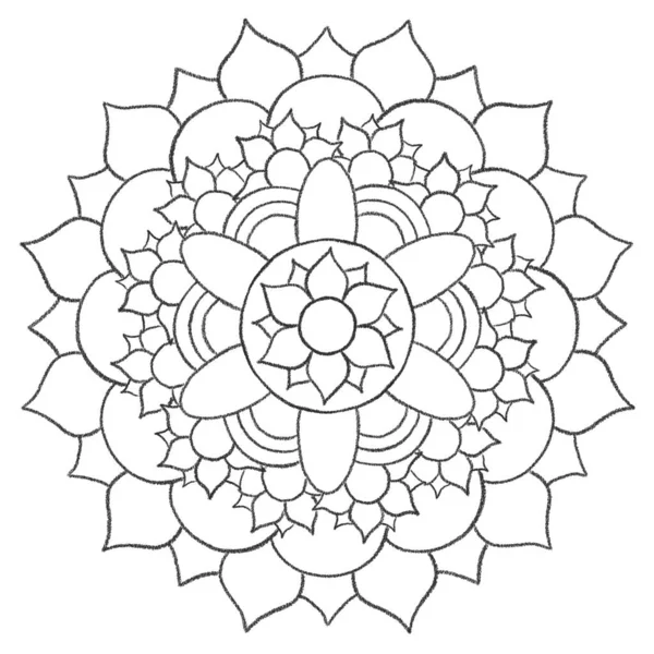 Απεικόνιση Ενός Κυκλικού Μαύρο Και Άσπρο Μοτίβο Μορφή Ενός Mandala — Φωτογραφία Αρχείου