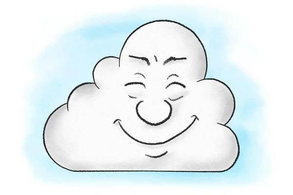 Ilustração Nuvem Desenhos Animados Sorridente — Fotografia de Stock