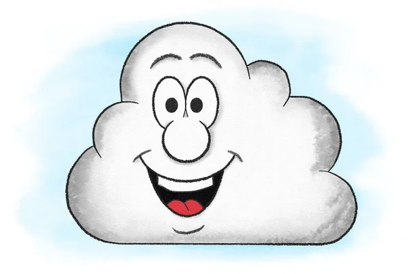illustration of laughing cartoon cloud