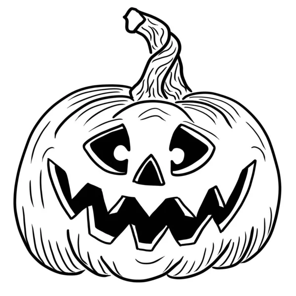 Ilustração Uma Mão Desenhada Abóbora Halloween Com Cara Livro Coloração — Fotografia de Stock