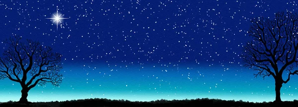 Watercolor Illustration Night Sky Stars Banner — Stock Photo, Image