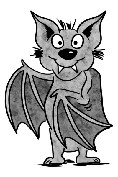 Ilustração Uma Mão Desenhada Apresentando Morcego Desenho Animado Com Fundo — Fotografia de Stock