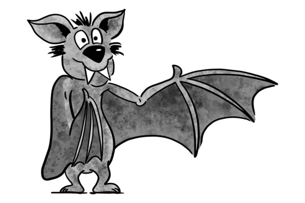 Ilustração Uma Mão Desenhada Apresentando Morcego Desenho Animado Com Fundo — Fotografia de Stock