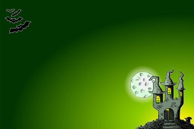 bir dolunay gecesi perili Şato vektör çiziminde 