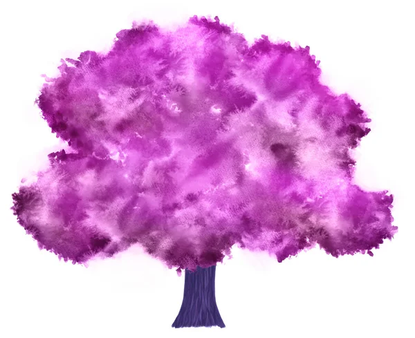 Ilustração Aquarela Árvore Fantasia Rosa Pintada Mão Fundo Branco — Fotografia de Stock