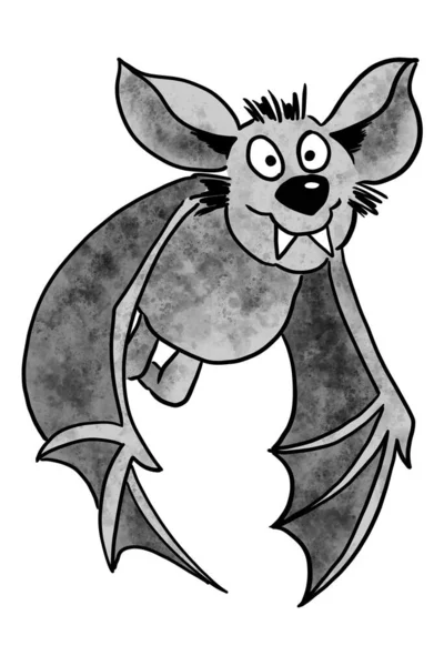 Illustration Hand Drawn Flying Cartoon Bat White Background — Stock Photo, Image