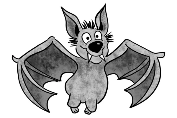Ilustración Murciélago Volador Dibujado Mano Con Fondo Blanco —  Fotos de Stock
