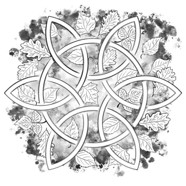 Ręcznie Malowane Ilustracja Celtyckiego Węzła Ołówku Akwareli — Zdjęcie stockowe