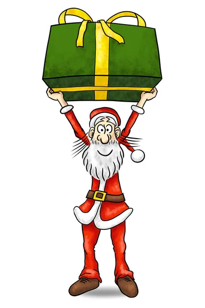 Ζωγραφισμένη Στο Χέρι Απεικόνιση Των Κινουμένων Σχεδίων Άγιος Βασίλης Κρατώντας — Φωτογραφία Αρχείου