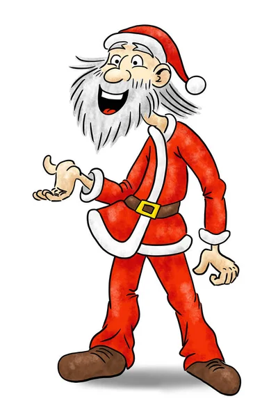 Ζωγραφισμένη Στο Χέρι Απεικόνιση Του Καρτούν Santa Claus Που Παρουσιάζει — Φωτογραφία Αρχείου