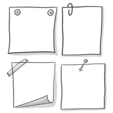 Kopya alanı olan çoklu not kağıtlarının el çizimi 