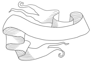 beyaz arkaplanda metin boşluğu olan bir parşömenin çizimi