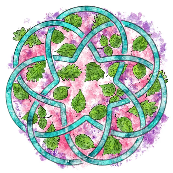 hand painted illustration of celtic knot in pencil and watercolor