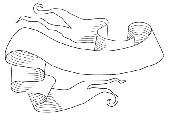 Desenho Tinta Linha Ilustração Pergaminho Com Espaço Livre Texto Fundo — Fotografia de Stock