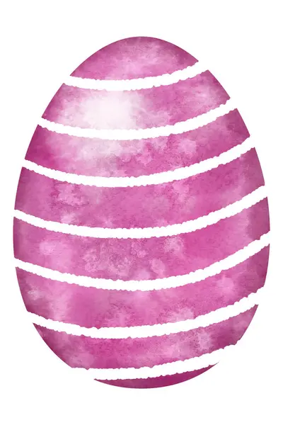 Mano Dibujado Colorido Acuarela Huevo Pascua Con Adorno Blanco Sobre Fotos de stock libres de derechos