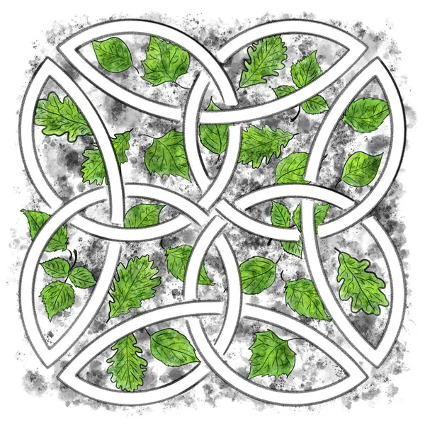 Ręcznie Malowane Ilustracja Celtyckiego Węzła Ołówku Akwareli — Zdjęcie stockowe