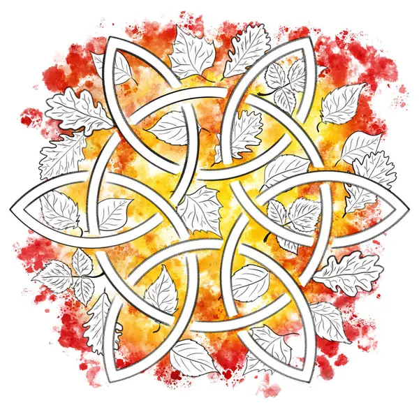 Ručně Malované Ilustrace Keltského Uzlu Tužkou Akvarelem Stock Obrázky