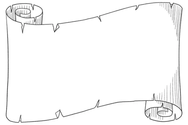 Rysunek Atramentu Linii Ilustracji Pergaminu Tekstem Wolnej Przestrzeni Białym Tle Obrazy Stockowe bez tantiem