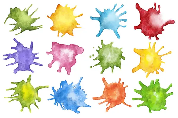 Illustratie Van Kleurrijke Aquarel Blobs Splatters Rechtenvrije Stockafbeeldingen
