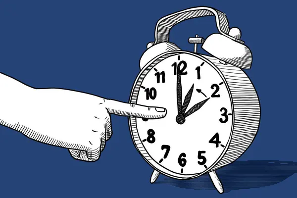 stock image illustration of an alarm clock return to standard time - daylight saving time ends