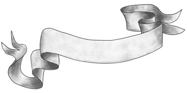 Beyaz arkaplanda metin alanı olan kalem çizgileri ve suluboya gri parşömen çizimi