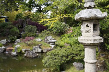 San Francisco, Kaliforniya 'daki Golden Gate Parkı' nda güzel bir Japon geleneksel bahçesi