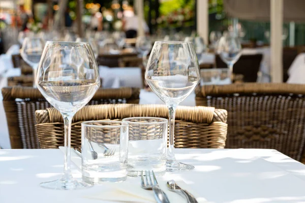 Terrasse Eines Restaurants Frankreich Bereit Für Kunden Frankreich — Stockfoto