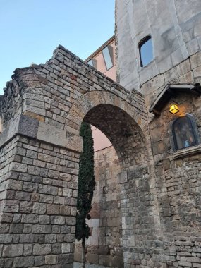 Antik Roma duvarı, Barselona, İspanya. Sanat ve mimari