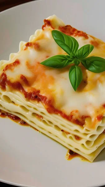 italian lasagna with tomato sauce and parmesan cheese