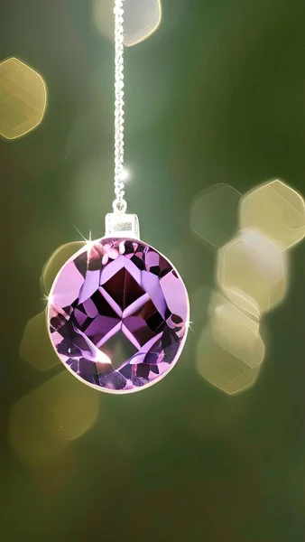 christmas decoration with shiny crystals on a green background
