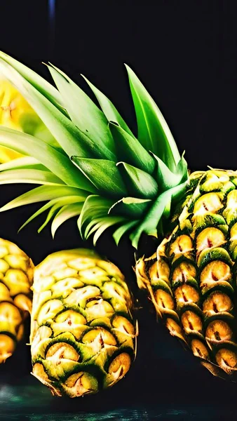 fresh pineapple on a black background