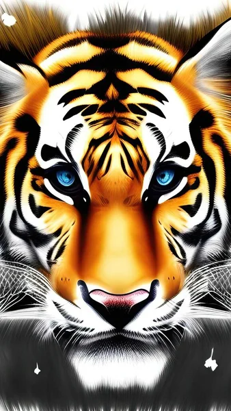 tiger head, illustration, vector on white background.