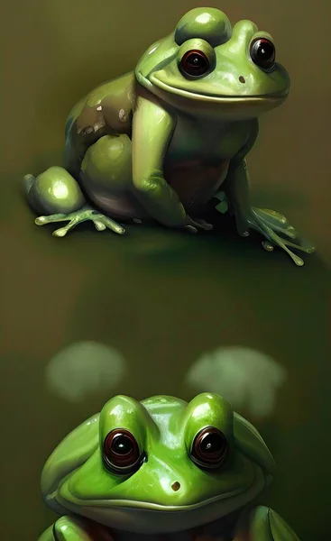 frog in a green suit with a ball